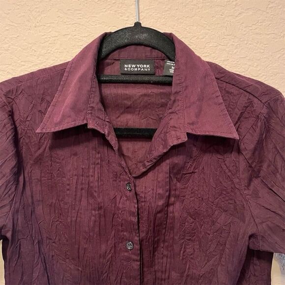 New York & Company Women's Red Long Sleeve Button-Up Blouse Size M - Picture 4 of 7